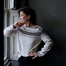 Load image into Gallery viewer, Intricate Fair Isle button neck jumper (cream/multi)