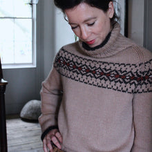 Load image into Gallery viewer, Intricate Fair Isle polo neck (camel/charcoal/rust)