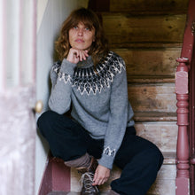 Load image into Gallery viewer, Nordic Fair Isle jumper (grey/cream) - RTW