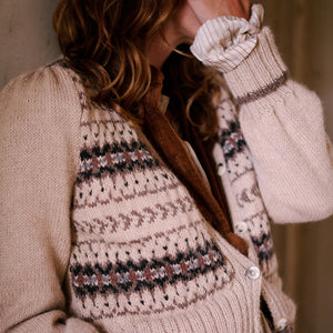 The Classic Fair Isle Cardigan (sand/brown) - RTW