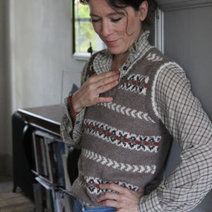 Fair Isle fitted vest (brown/multi)