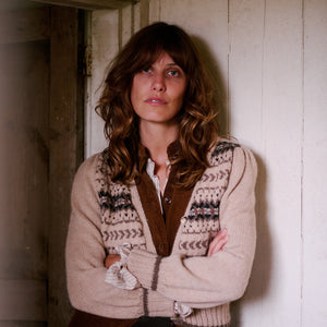 The Classic Fair Isle Cardigan (sand/brown)