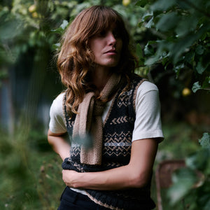 The Fair Isle Vest (charcoal/camel) - RTW