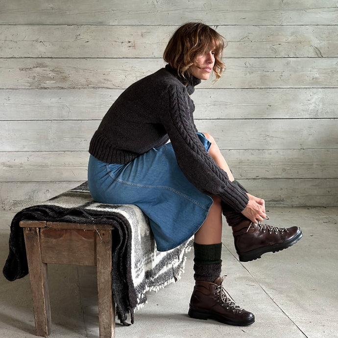 The Classic Cable Sleeve Jumper (dark brown)