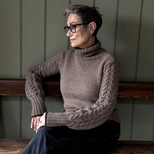 Load image into Gallery viewer, The Classic Cable Sleeve Jumper (light brown/chocolate) - RTW