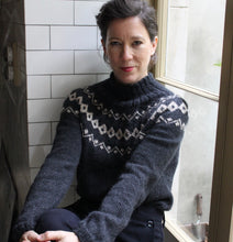 Load image into Gallery viewer, Scandi Fair Isle yoke jumper (charcoal/sand)