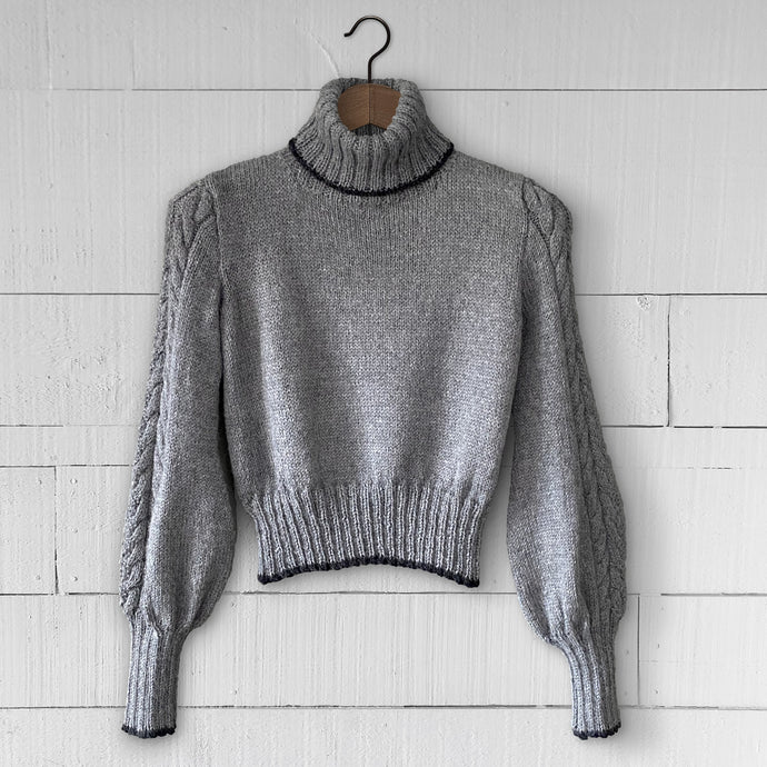 Cable sleeve polo neck jumper (grey/charcoal)