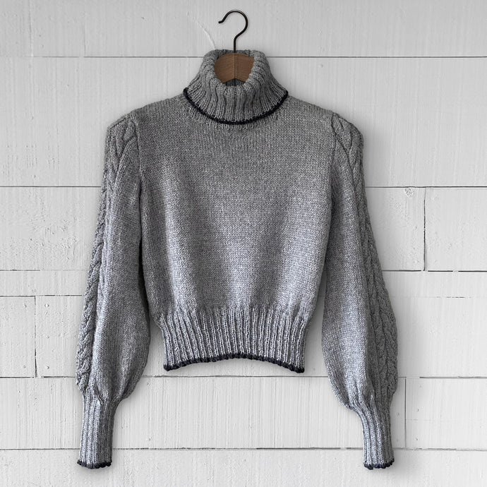 Cable sleeve polo neck jumper (grey)