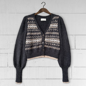 The Classic Fair Isle Cardigan (charcoal/camel)