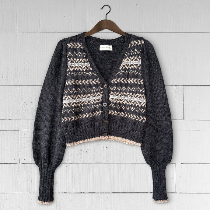The Classic Fair Isle Cardigan (charcoal/camel)