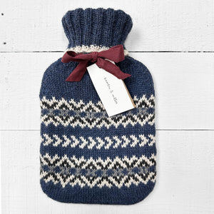 Fair Isle Hot Water Bottle (blue/cream) : <span style='text-decoration:line-through; color:red; font-size:18px;'>£120</span>