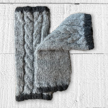 Load image into Gallery viewer, Felted cable wrist warmers (grey/charcoal)