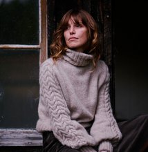 Load image into Gallery viewer, The Chunky Cable Sleeve Polo Neck  (beige/fawn)