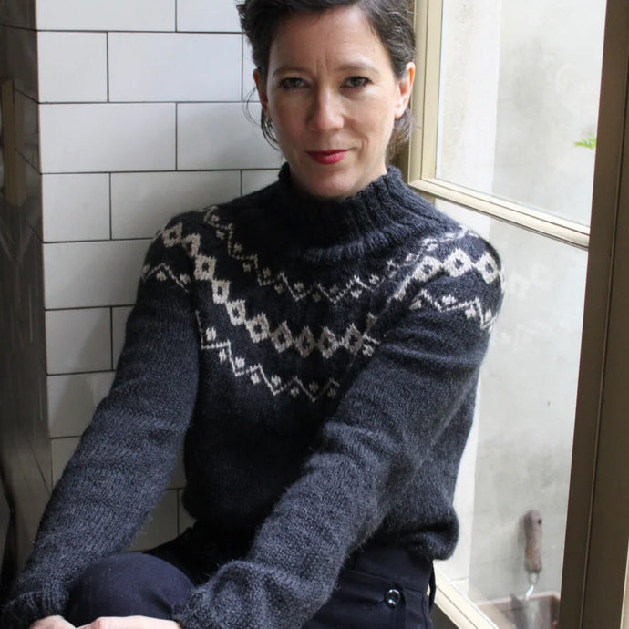 Scandi Fair Isle yoke jumper (charcoal/sand)