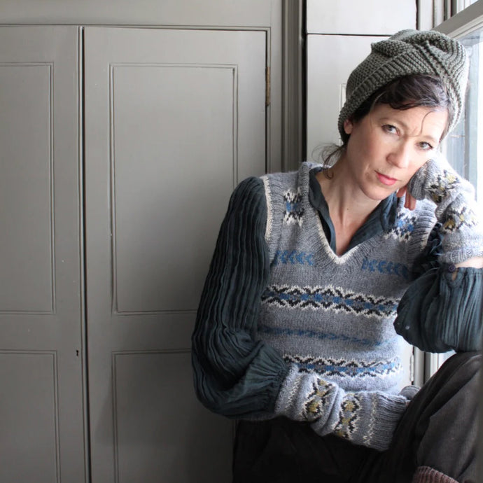 Fair Isle fitted vest (grey/blue)