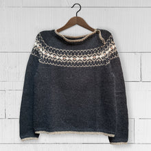 Load image into Gallery viewer, MEDIUM Intricate Fair Isle button neck jumper (charcoal/multi) - &lt;s&gt;£345.00&lt;/s&gt;