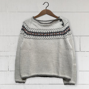 SMALL Intricate Fair Isle button neck jumper (sand/fawn/rust) - <s>£345.00</s>