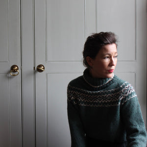 Intricate Fair Isle polo neck (green/cream)