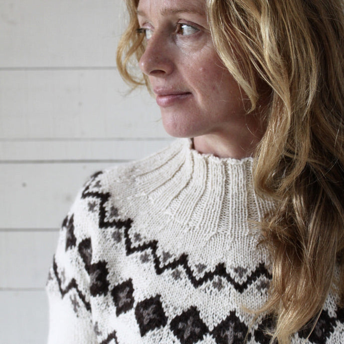 MEDIUM Scandi Fair Isle yoke jumper (cream/brown) - <s>£365.00</s>