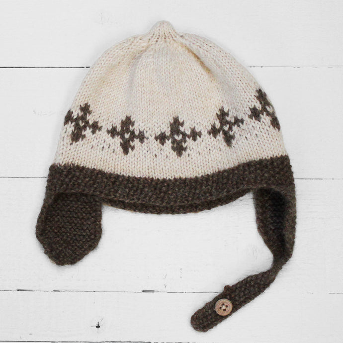 2-3yrs Snowflake hat (cream/brown) - <s>£38.00</s>