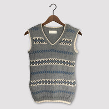 Load image into Gallery viewer, MEDIUM Mens Fair Isle v-neck vest (grey/blue) : &lt;span style=&#39;text-decoration:line-through; color:red; font-size:18px;&#39;&gt;£345&lt;/span&gt;