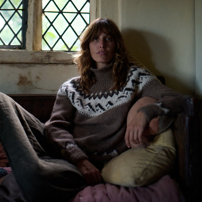 Nordic Fair Isle jumper mountain (brown/cream) - RTW