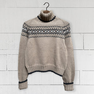 SMALL Intricate Fair Isle polo neck (camel/charcoal/rust) - <s>£365.00</s>