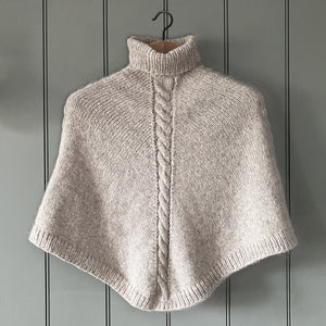 Small Cable detail cropped poncho (beige) - <s>£295.00</s>