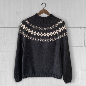 Scandi Fair Isle yoke jumper (charcoal/sand)