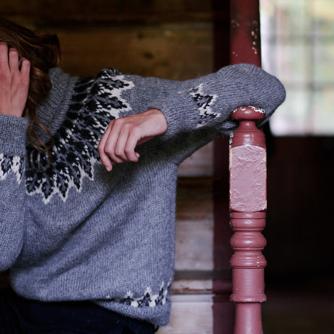 Nordic Fair Isle jumper (grey/cream) - RTW