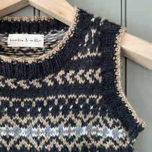 Load image into Gallery viewer, MEDIUM Fair Isle fitted round neck vest (charcoal/camel) - &lt;s&gt;£315.00&lt;/s&gt;