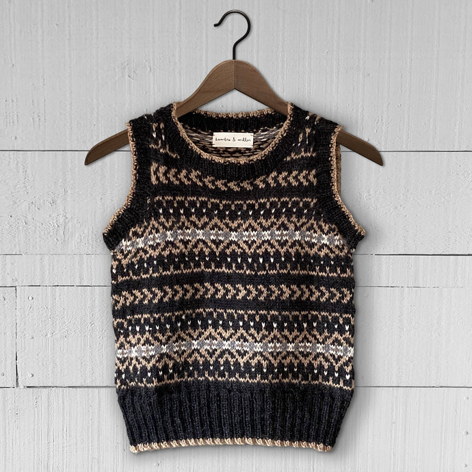 MEDIUM Fair Isle fitted round neck vest (charcoal/camel) - <s>£315.00</s>