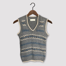 Load image into Gallery viewer, SMALL Fair Isle fitted vest (grey/blue) - &lt;s&gt;£315.00&lt;/s&gt;