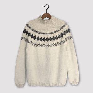 MEDIUM/LARGE Scandi Fair Isle yoke jumper (cream/brown) - <s>£365.00</s>