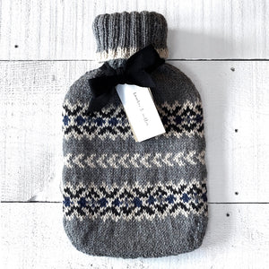 Fair Isle Hot Water Bottle (grey/blue)