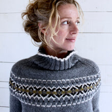 Load image into Gallery viewer, Intricate Fair Isle polo neck (grey/ochre)