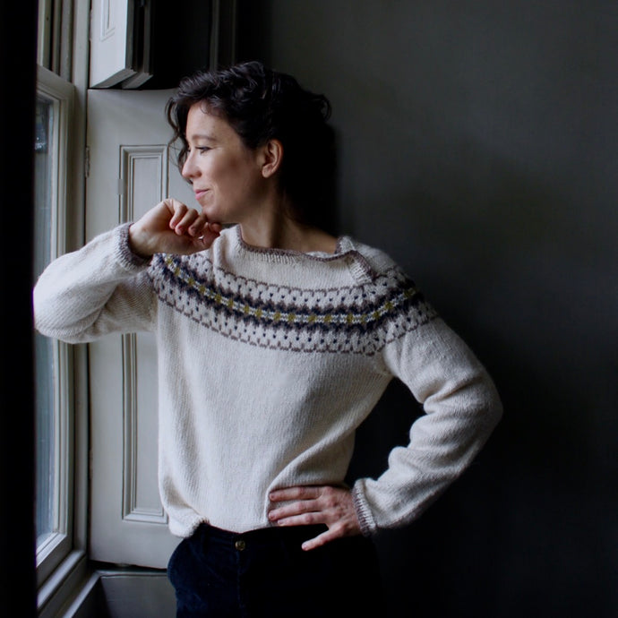 Intricate Fair Isle button neck jumper (cream/multi)