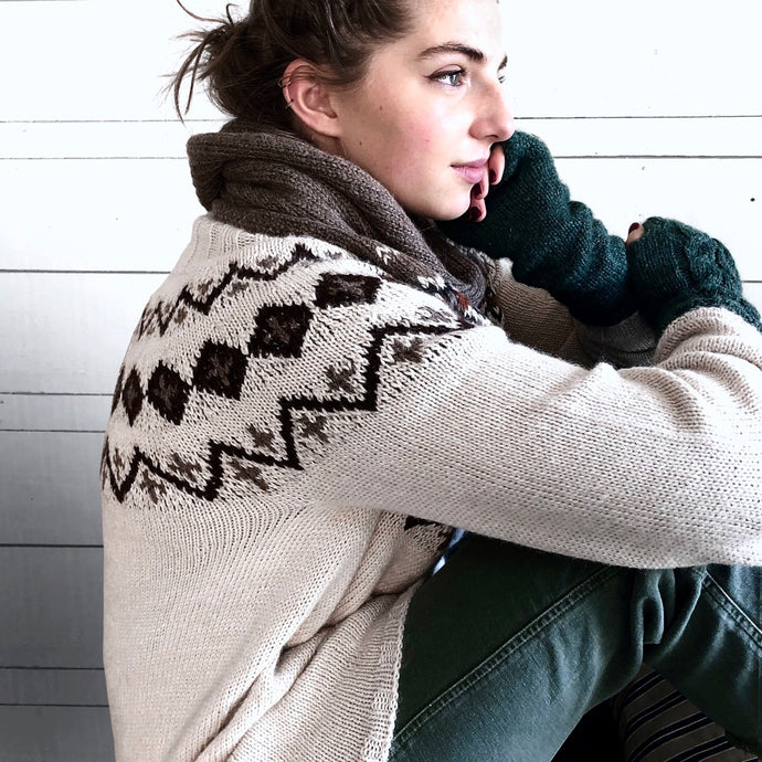 Scandi Fair Isle yoke jumper (cream/brown)