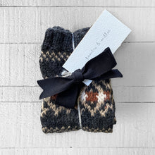 Load image into Gallery viewer, Fair Isle wrist warmers (charcoal/camel)