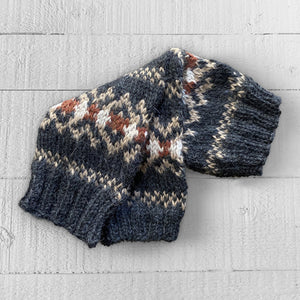 Fair Isle wrist warmers (charcoal/camel)