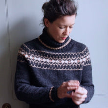 Load image into Gallery viewer, Intricate Fair Isle polo neck (charcoal/multi)