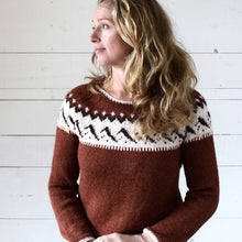 Load image into Gallery viewer, Mountain Fair Isle button neck jumper (rust/cream)