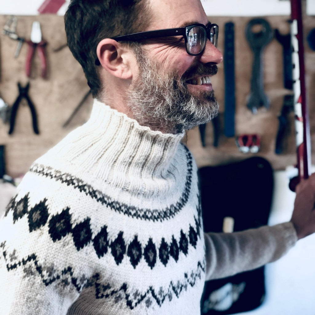 Scandi Fair Isle yoke jumper cream brown Hambro Miller