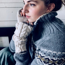 Load image into Gallery viewer, Intricate Fair Isle polo neck (grey/ochre)