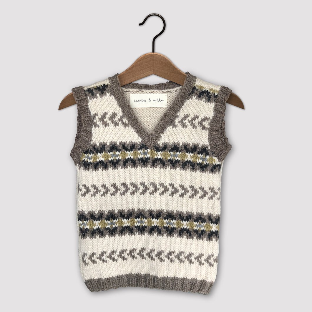 Fair Isle vest (cream/brown)