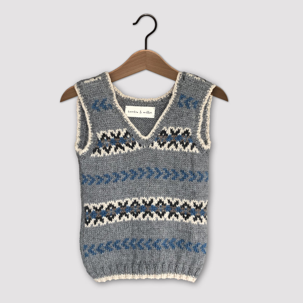 Fair Isle vest (grey/blue)