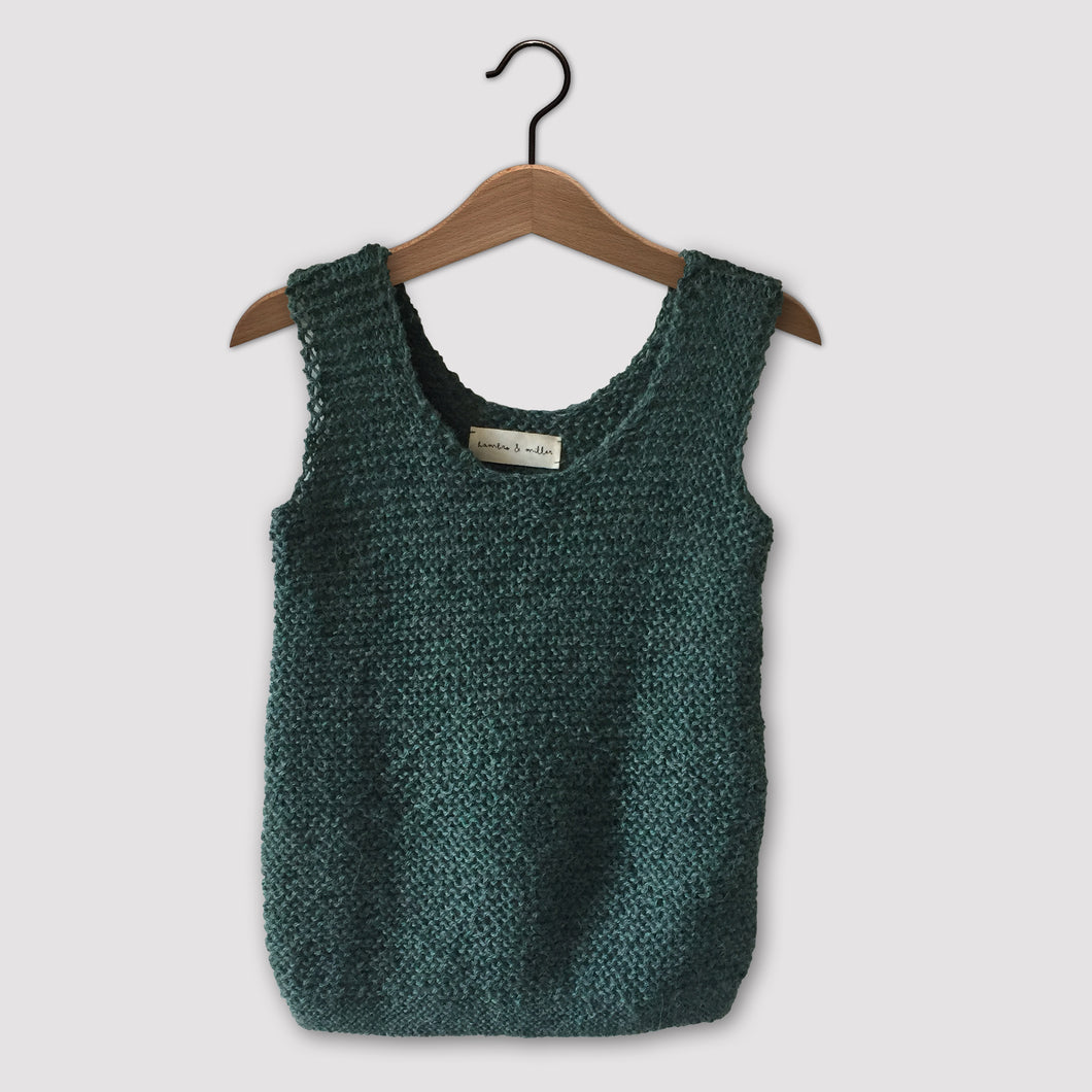 Loose knit vest (emerald green)