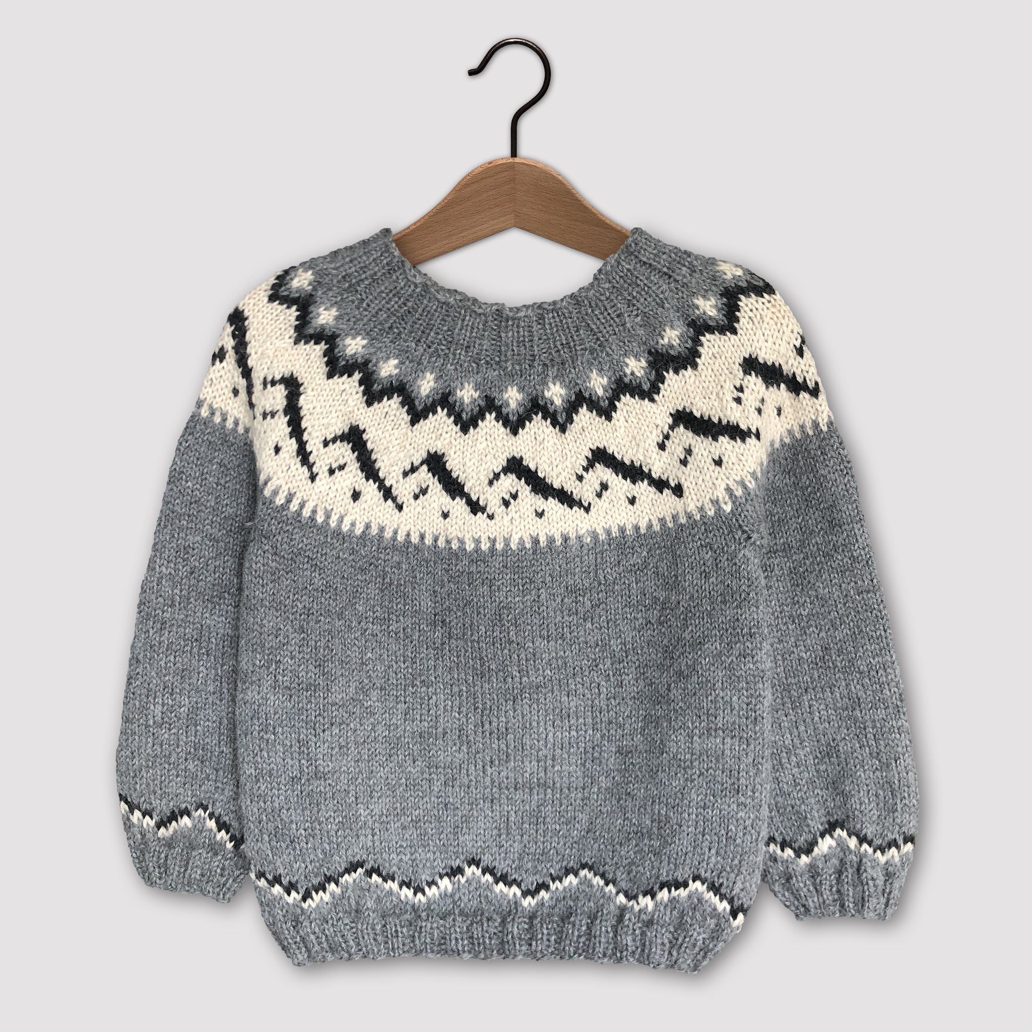 Mountain Fair Isle yoke jumper grey cream Hambro Miller