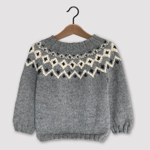 Scandi Fair Isle yoke jumper (grey/cream)