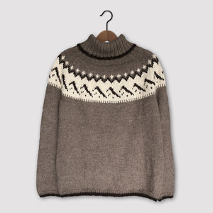 Mountain Fair Isle polo neck jumper (brown/cream)